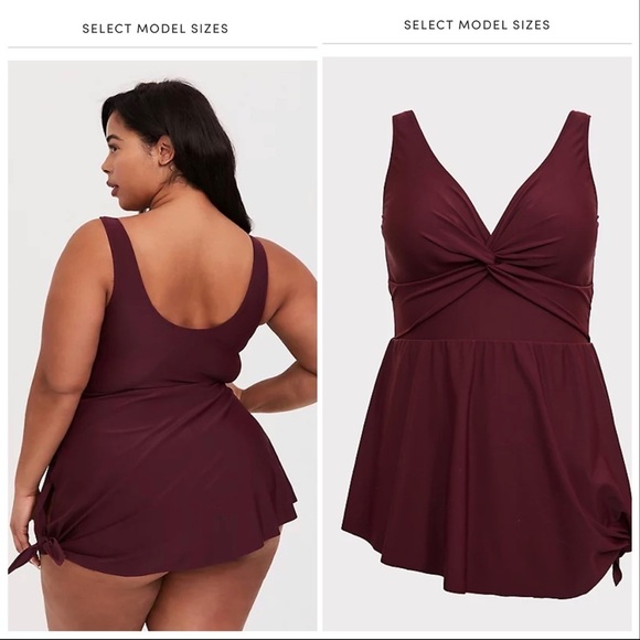 TORRID burgundy skirted one piece, 4X. - Picture 3 of 12